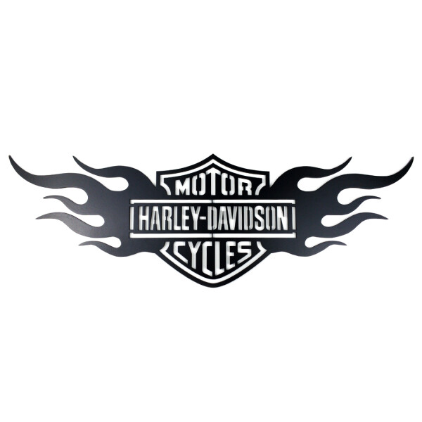 Veselá Stena Drevená nástenná dekorácia Harley Davidson oheň čierny
