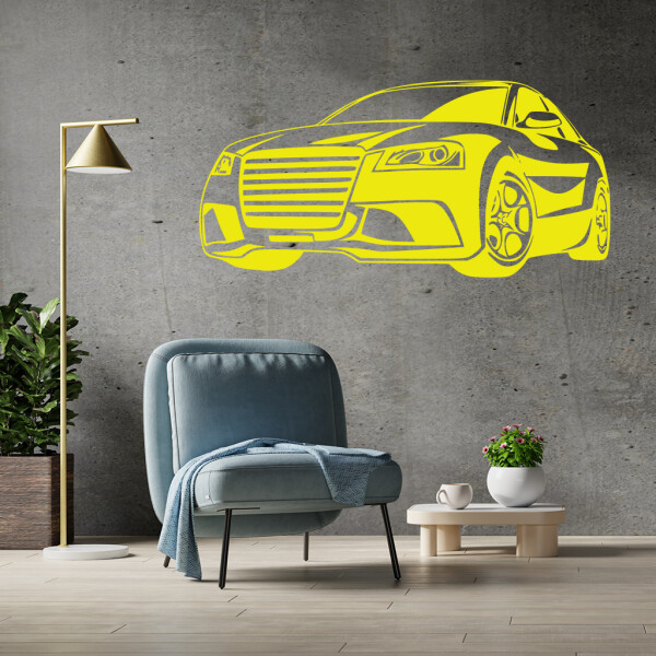 Veselá Stena Samolepka Auto Audi Farba: žltá, Veľkosť: 100 x 50 cm