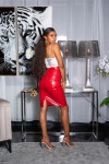 Sexy Koucla high waist faux leather skirt red S