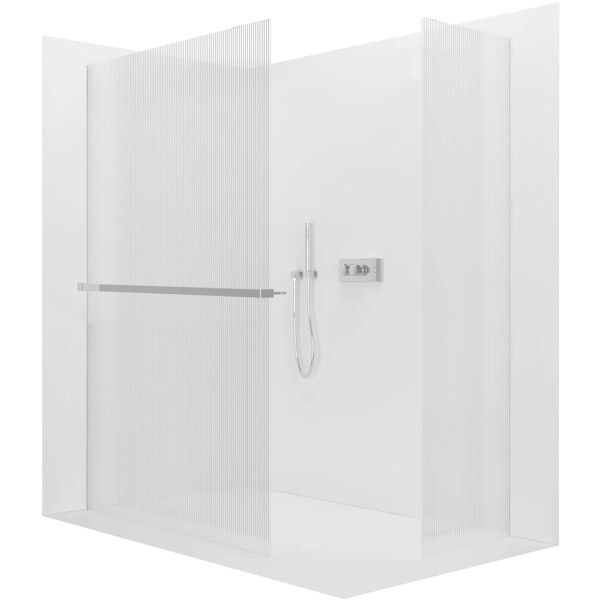 CERANO - Sprchová zástena Walk-in Crystal TL/P - 8 mm - bezvzperový systém + polička/držiak na uteráky - chróm, ryhované sklo - 160x60x200 CER-8050BD6496