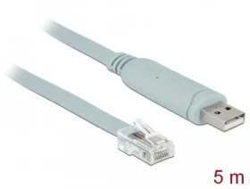 DeLock Adaptér USB 2.0 A (M) - RS-232 RJ45 (M) 5m šedá / Adaptér / Chipset FTDI FT232RL / Plug Play (63308)