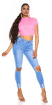 Sexy Skinny Ripped Jeans with Cut-Outs denimblue 32