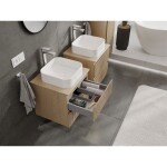 MEXEN/S - Rivel kúpeľňová skrinka pod umývadlo 50 cm s doskou, 2 zásuvky, reliéf, dub 91A20-05047-2-BFFC81