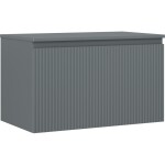 MEXEN/S - Rivel kúpeľňová skrinka pod umývadlo 80 cm s doskou, 1 šuplík, reliéf, grafit mat 91A20-08047-1-BFC66