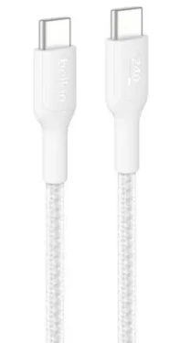 Belkin USB-C - USB-C biela / Opletený kábel / 240 W / 1 m (CAB025HQ1MWH)