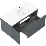 MEXEN/S - Orio kúpeľňová skrinka 100 cm s umývadlom Vela pravá, 1S, 1D, grafit mat/biela mat 91A13-10047-3-BBFF66-W23P01