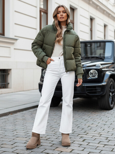 Dámska krátka zimná prešívaná bunda VIBEGIRL zelená FashionStreet TY4946 L