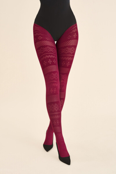 Silné pančuchy - vzor FESTIVA TIGHTS / TIGHTS 5 kaštanové 5