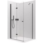 CERANO - Sprchovací kút Volpe L/P - 6 mm - čierna matná, transparentné sklo - 80x90x190 - zalamovacia CER-427321