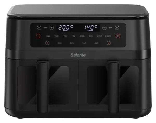 Salente DoubleAir čierna / Teplovzdušná fritéza / 2950 W / 11 l / 8 programov (DOUBLEAIR-BK)