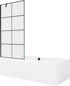MEXEN/S - Cube obdĺžniková vaňa 170 x 80 cm s panelom + vaňová zástena 90, čierna vzor 550517080X9509007077