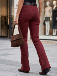 Dámske džínsy so rozšírenými nohavicami, s opaskom a vysokým pásom, vínové, FashionStreet UY3111 SX/34