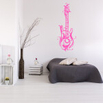 Veselá Stena Samolepka Dizajnová gitara Farba: čierna, Veľkosť: 60 x 22 cm