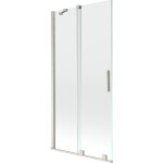 MEXEN/S - Velár dvojkrídlová posuvná vaňová zástena 90 x 150, transparent, nikel kartáčovaný 896-090-000-01-97