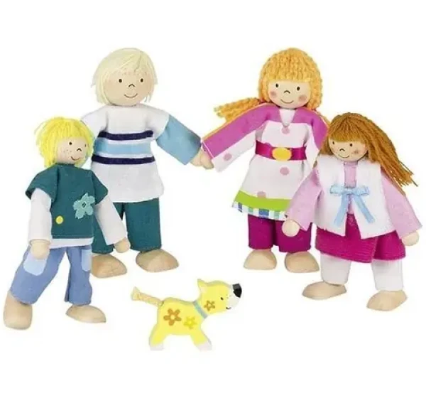 GOKI Bábiky Rodina so psíkom 5 ks