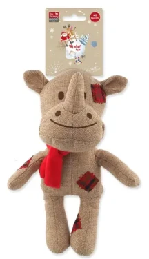 DOG FANTASY Hračka Winter Tale Nosorožec pískací / Prírodná juta / Pre stredné a väčšie psy / 25 cm (454-857521)