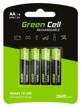Green Cell Akumulátory AA HR6 2600 mAh / Nabíjacie batérie / NiMH / 1,2 V / 4 ks (GR01)