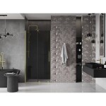 MEXEN/S - Velár posuvné sprchové dvere 110, grafit, zlatá kartáčovaná 871-110-000-41-55