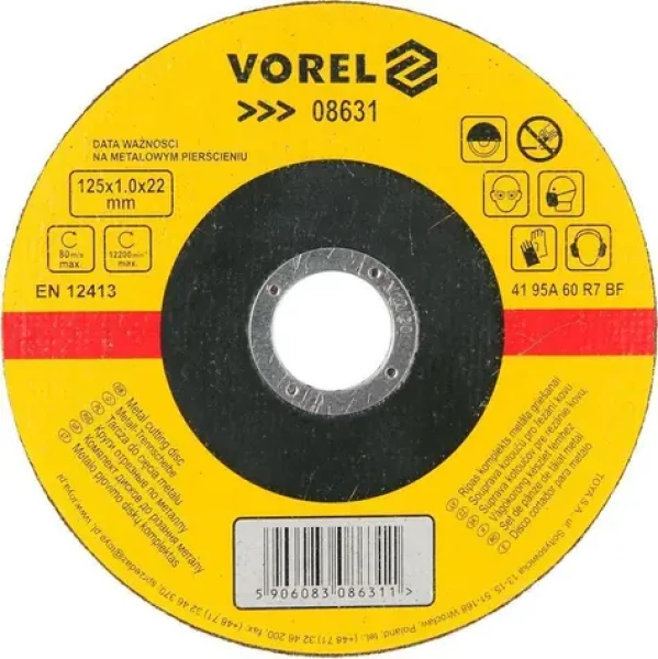 Vorel Rezný kotúč na kov 125x22x1,0 mm / Rezný kotúč / Korundový / Priemer 125 mm