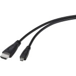 TRU COMPONENTS HDMI prepojovací kábel Zástrčka HDMI-A, Zástrčka HDMI Micro-D 1.80 m čierna TC-9449896 HDMI kábel; TC-9449896