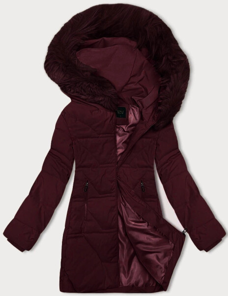 Dámska zimná bunda vo vínovej farbe s kapucňou J Style (16M9099-06) odstíny červené L (40)