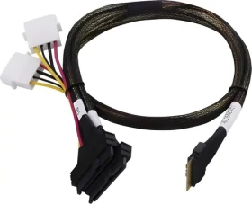 Adaptec Kábel SlimSAS SFF-8654 - 2x U.3 SFF-8639 / Kábel SAS / 0,8 m / tri-mode SAS, SATA, NVMe (2305200-R)