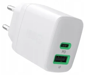 Green Cell PowerSource Duo30 biela / Nabíjačka / USB-A + USB-C / 3 A (CHARB-GC-30AC-W)