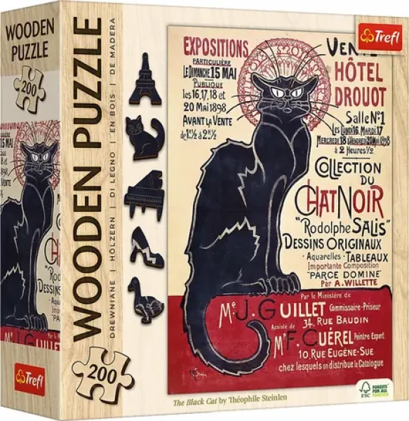 Trefl Drevené puzzle Art - Puzzle - Steinlen: Čierna mačka, Le Chat Noir