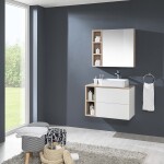 Mereo Aira, kúpeľňová skrinka s keramickým umývadlom 61 cm, dub Halifax CN740