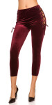 Sexy velvet look leggings with lacing