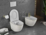 MEXEN - Lena Závesná WC misa vrátane sedátka s slow-slim, duroplast, biela/zlatý vzor 30224009