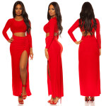 Sexy Koucla Party Dress with XXL Leg Slit red L