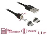 Delock Magnetický USB dátový a napájací káblový set pre Micro USB amp; USB Type-C 1.1 m čierna (85723-D)