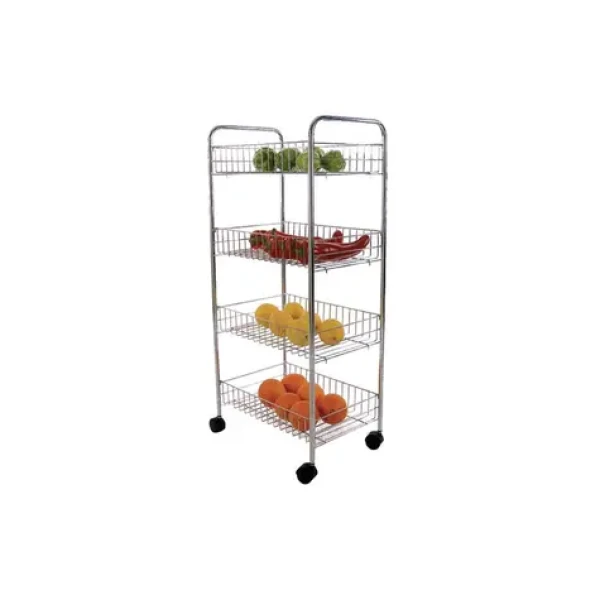 MSV TROLLEY pojazdný regál 4 police chrómovaná oceľ / 78.5 cm (3700281102802)