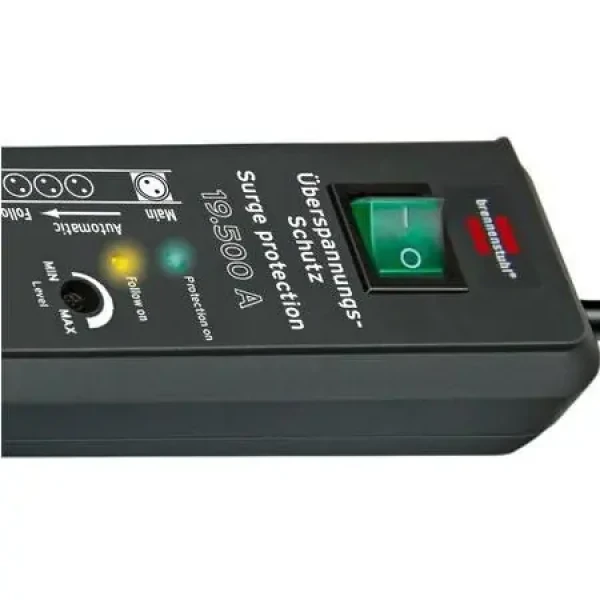 Brennenstuhl Secure-Tec antracit / Prepäťová ochrana / 6 zásuviek / 3 m / 19 500 A / Master-Slave (1159490966)