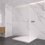 CERANO - Sprchová zástena Walk-in Onyx Duo Ľ/P - 8 mm - okrúhla vzpera - chróm, ryhované sklo - 160x200 CER-8050BD2259