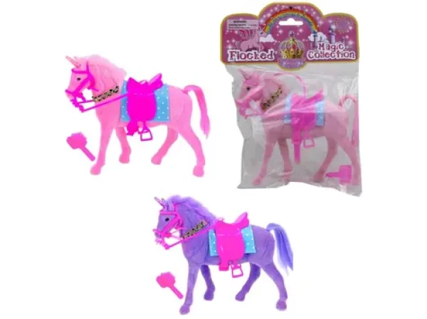 MaDe 15687 Kôň jednorožec s odnímateľnou uzdočkou, náhrdelníkom, podsedlovou podložkou, sedlom, kefou