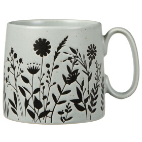 Ib Laursen Kameninový hrnček Dusty Blue flower silhouettes 300 ml