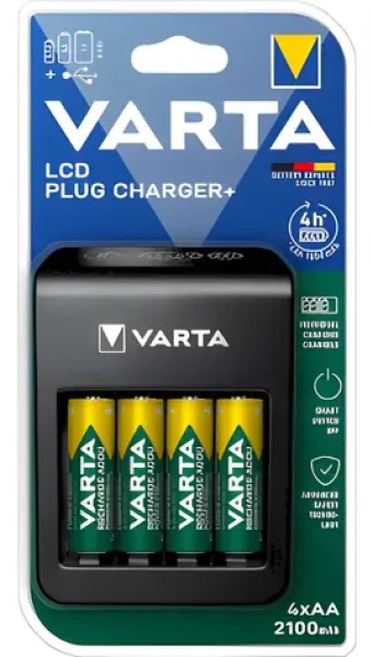 Varta LCD Plug Charger+ / Nabíjačka batérií / AA / AAA / 9V / USB výstup (57687101441)