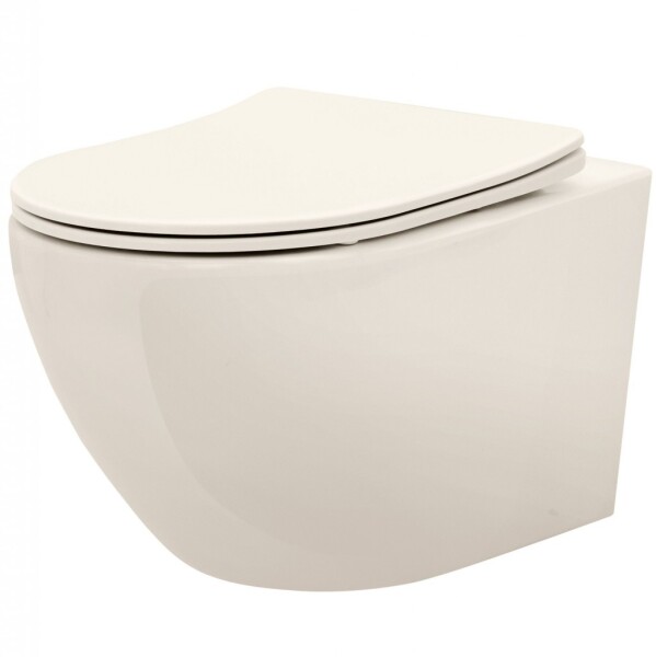 REA - Závesná WC misa Carlo Mini Rimless Ecru REA-C5500