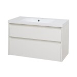 Mereo Opto, kúpeľňová skrinka s umývadlom z liateho mramoru 101 cm, biela CN912M