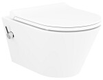SAPHO - AVVA CLEANWASH závesná WC misa, integrovaná batéria a bidetová sprška, Rimless, 35,5x53cm, biela 100315