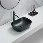 Umývadlo na dosku SAT Infinitio 45,5x32,5 cm mramor čierna mat bez prepadu SATINF4532MRBKM SATINF4532MRBKM