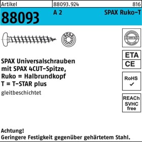 SPAX SPAX Ruko-T 880939249040035 zápustné skrutky 4 mm 35 mm T-STAR plus nerezová ocel A2 200 ks; 0207000400353