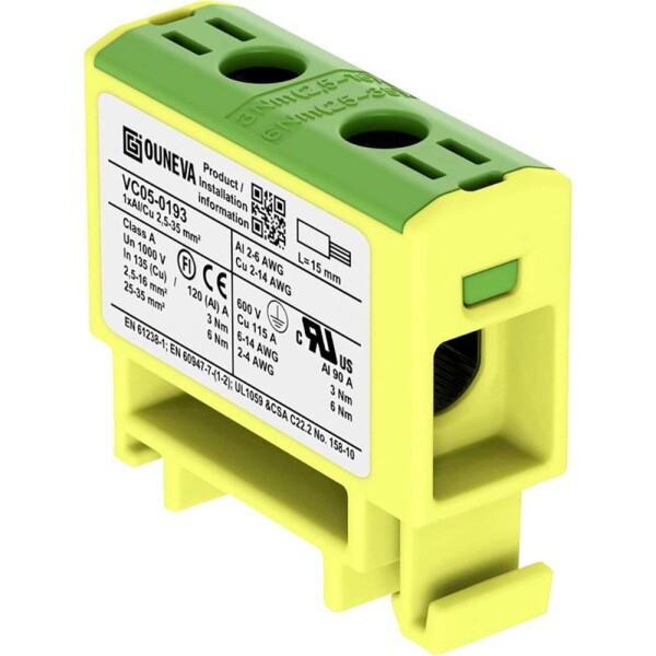 Ouneva Group VC05-0193 blok rozvádzača skrutkovací žltozelená 1 ks; VC05-0193