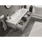 MEXEN/S - Rivel kúpeľňová skrinka 140 cm s umývadlom Vela, 1 šuplík, reliéf, šedá mat/biela mat 91A20-14023-1-BF62-W23M01