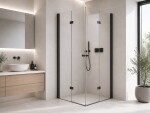CERANO - Sprchovací kút Volpe Duo Ľ/P - 6 mm - čierna matná, transparentné sklo - 120x70x190 - zalamovacie CER-669580