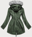 Dámska prechodná bunda typu parka v khaki farbe (w806) odstíny zelené S (36)