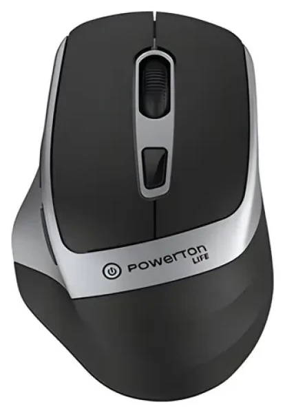 Powerton LIFE FLIXO čierno-strieborná / Bezdrôtová myš / optická / 1600 DPI / 6 tlačidiel / 2,4 GHz (WPM10SL)