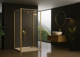 REA/S - Sprchovací kút Atlas 120x80 Brush Gold vľavo KPL-K4776